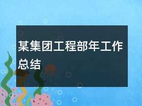某集團(tuán)工程部年工作總結(jié)
