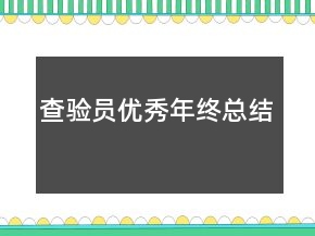 查驗員優(yōu)秀年終總結(jié)