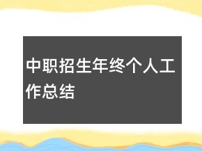 中職招生年終個(gè)人工作總結(jié)