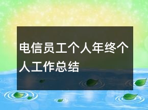 電信員工個(gè)人年終個(gè)人工作總結(jié)