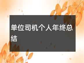 單位司機(jī)個人年終總結(jié)