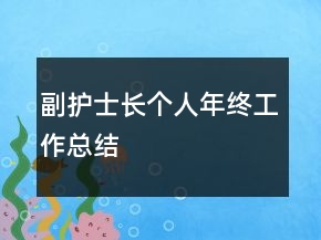 副護(hù)士長(zhǎng)個(gè)人年終工作總結(jié)