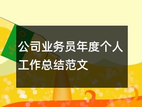 公司業(yè)務(wù)員年度個人工作總結(jié)范文