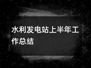 水利發(fā)電站上半年工作總結(jié)