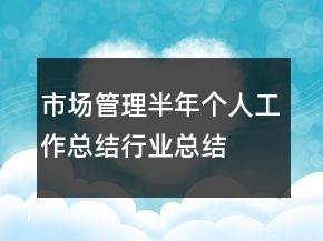 市場(chǎng)管理半年個(gè)人工作總結(jié)行業(yè)總結(jié)