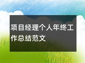 項(xiàng)目經(jīng)理個人年終工作總結(jié)范文