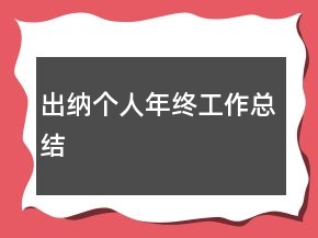出納個人年終工作總結(jié)