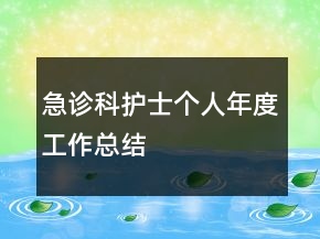 急診科護(hù)士個(gè)人年度工作總結(jié)