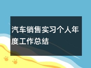 汽車銷售實習(xí)個人年度工作總結(jié)
