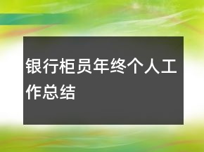銀行柜員年終個人工作總結(jié)