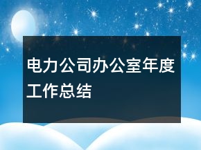 電力公司辦公室年度工作總結(jié)