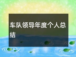 車隊(duì)領(lǐng)導(dǎo)年度個(gè)人總結(jié)