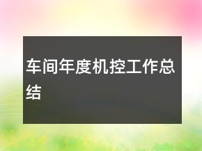 車間年度機(jī)控工作總結(jié)