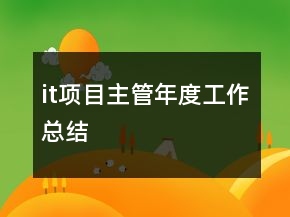 it項(xiàng)目主管年度工作總結(jié)