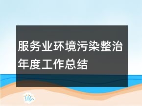 服務(wù)業(yè)環(huán)境污染整治年度工作總結(jié)