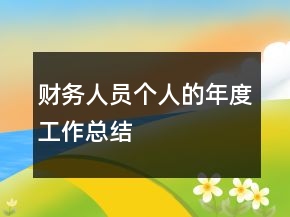 財(cái)務(wù)人員個(gè)人的年度工作總結(jié)