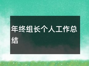 年終組長個(gè)人工作總結(jié)