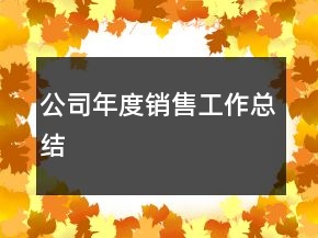 公司年度銷售工作總結(jié)