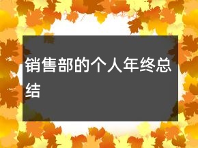 銷售部的個(gè)人年終總結(jié)