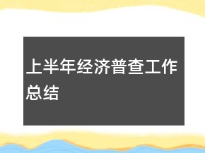 上半年經(jīng)濟(jì)普查工作總結(jié)