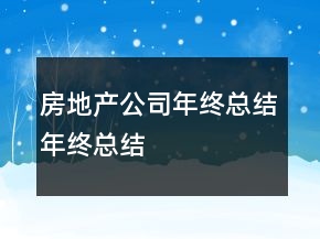 房地產(chǎn)公司年終總結(jié)年終總結(jié)
