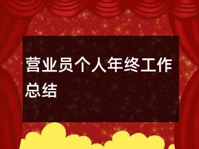 營業(yè)員個(gè)人年終工作總結(jié)
