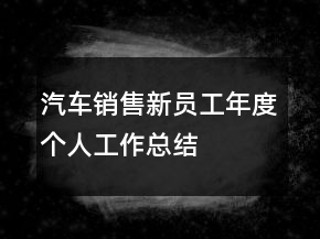 汽車銷售新員工年度個人工作總結(jié)