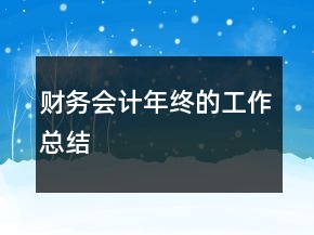 財(cái)務(wù)會計(jì)年終的工作總結(jié)
