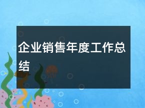 企業(yè)銷售年度工作總結(jié)