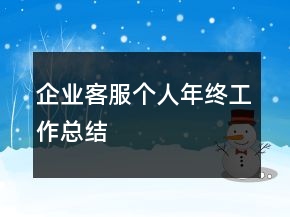 企業(yè)客服個人年終工作總結(jié)