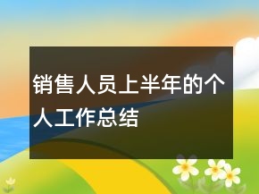 銷售人員上半年的個(gè)人工作總結(jié)