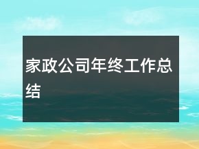 家政公司年終工作總結(jié)
