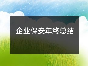 企業(yè)保安年終總結(jié)