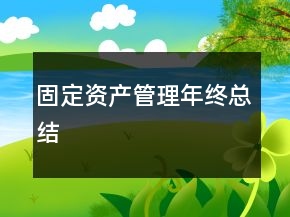 固定資產(chǎn)管理年終總結(jié)