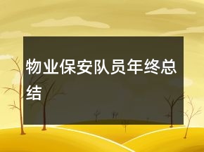 物業(yè)保安隊員年終總結(jié)