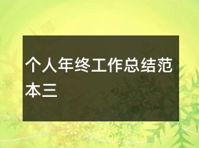 個(gè)人年終工作總結(jié)范本三