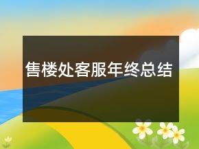售樓處客服年終總結(jié)