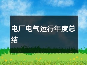 電廠電氣運行年度總結