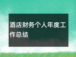 酒店財務個人年度工作總結