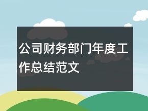 公司財務部門年度工作總結范文