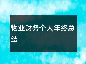 物業(yè)財務個人年終總結(jié)
