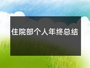 住院部個(gè)人年終總結(jié)