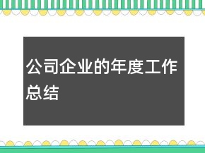 公司企業(yè)的年度工作總結