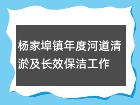 楊家埠鎮(zhèn)年度河道清淤及長效保潔工作總結(jié)