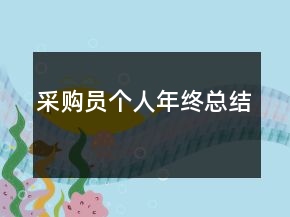 采購(gòu)員個(gè)人年終總結(jié)