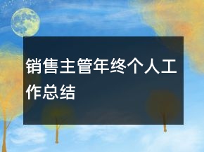銷售主管年終個人工作總結