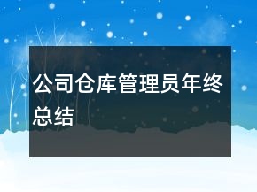 公司倉(cāng)庫(kù)管理員年終總結(jié)