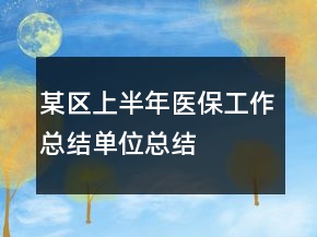 某區(qū)上半年醫(yī)保工作總結(jié)單位總結(jié)