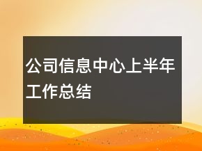 公司信息中心上半年工作總結(jié)