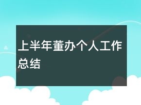 上半年董辦個(gè)人工作總結(jié)